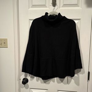 Talbots Black Wool/cashmere Turtleneck Cape (size L/XL)